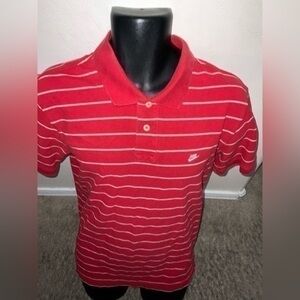 Men’s vintage retro Nike silver tab red black polo shirt size L large Pre own it